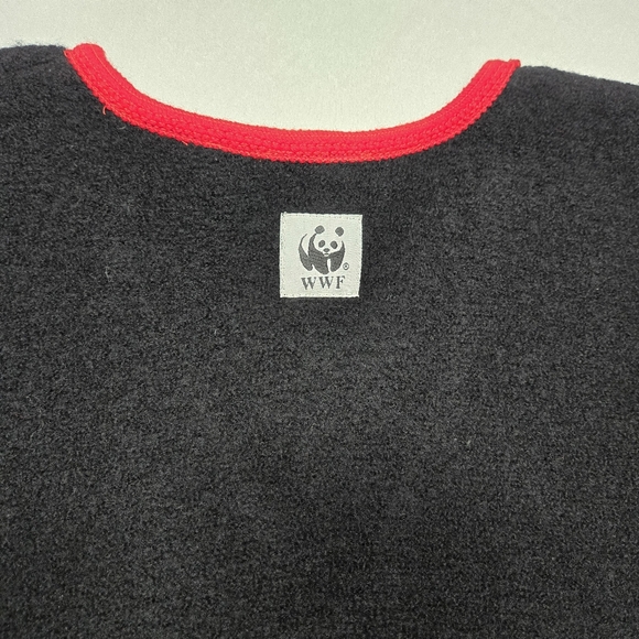 Vintage World Wildlife Fund (WWF) Boiled Wool Panda Bear Grandma Vest Size XL - Picture 6 of 9